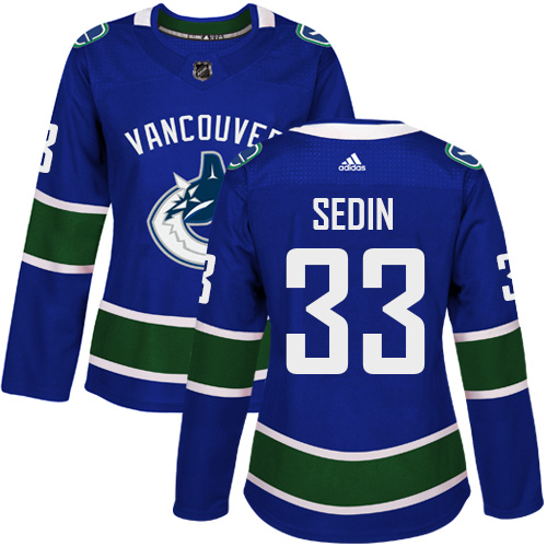 Adidas Vancouve Canucks #33 Henrik Sedin Blue Home Authentic Women Stitched NHL Jersey